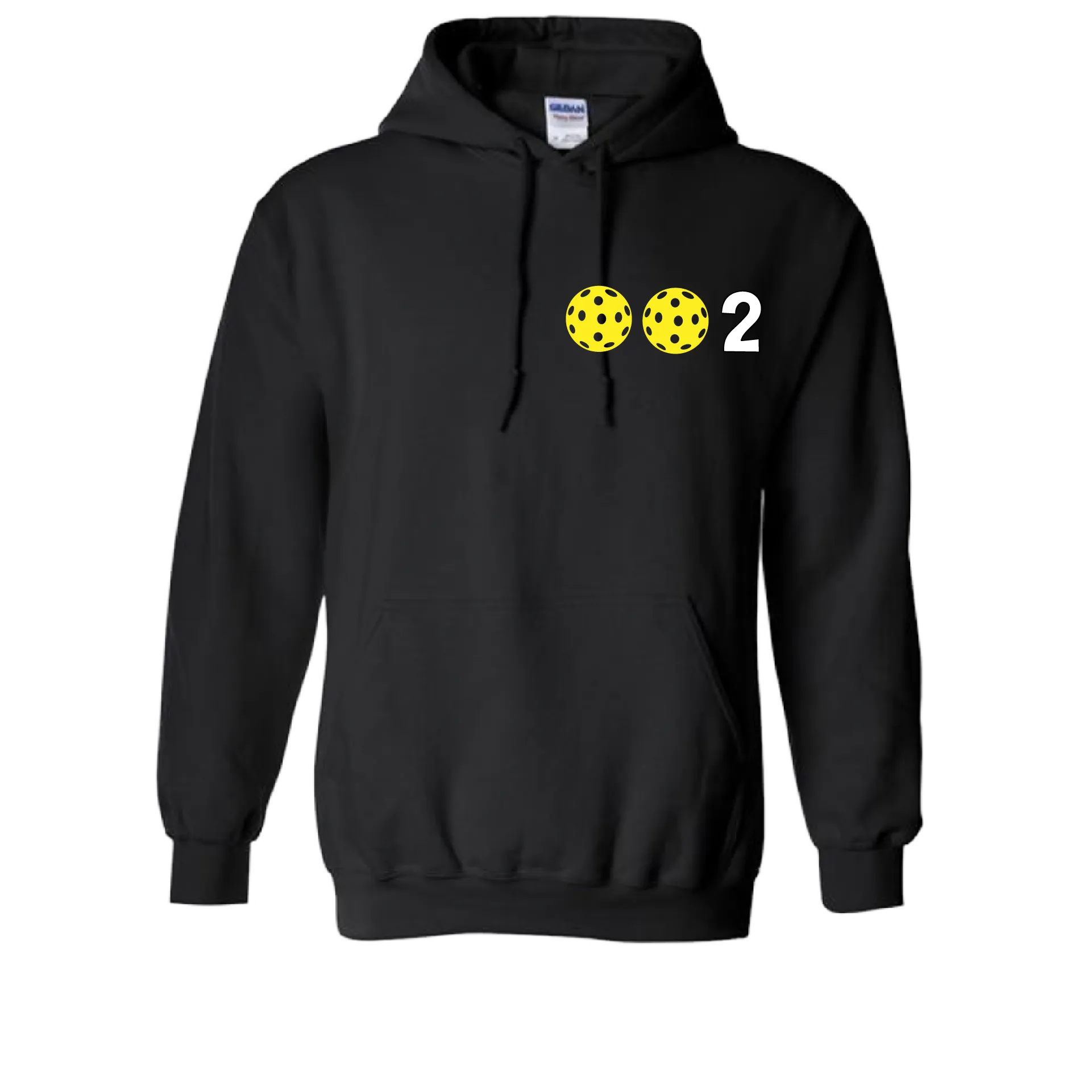 002 With Pickleballs Customizable (Colors Yellow White Pink) | Unisex Hoodie Pickleball Sweatshirt | 50% Cotton 50% Polyester