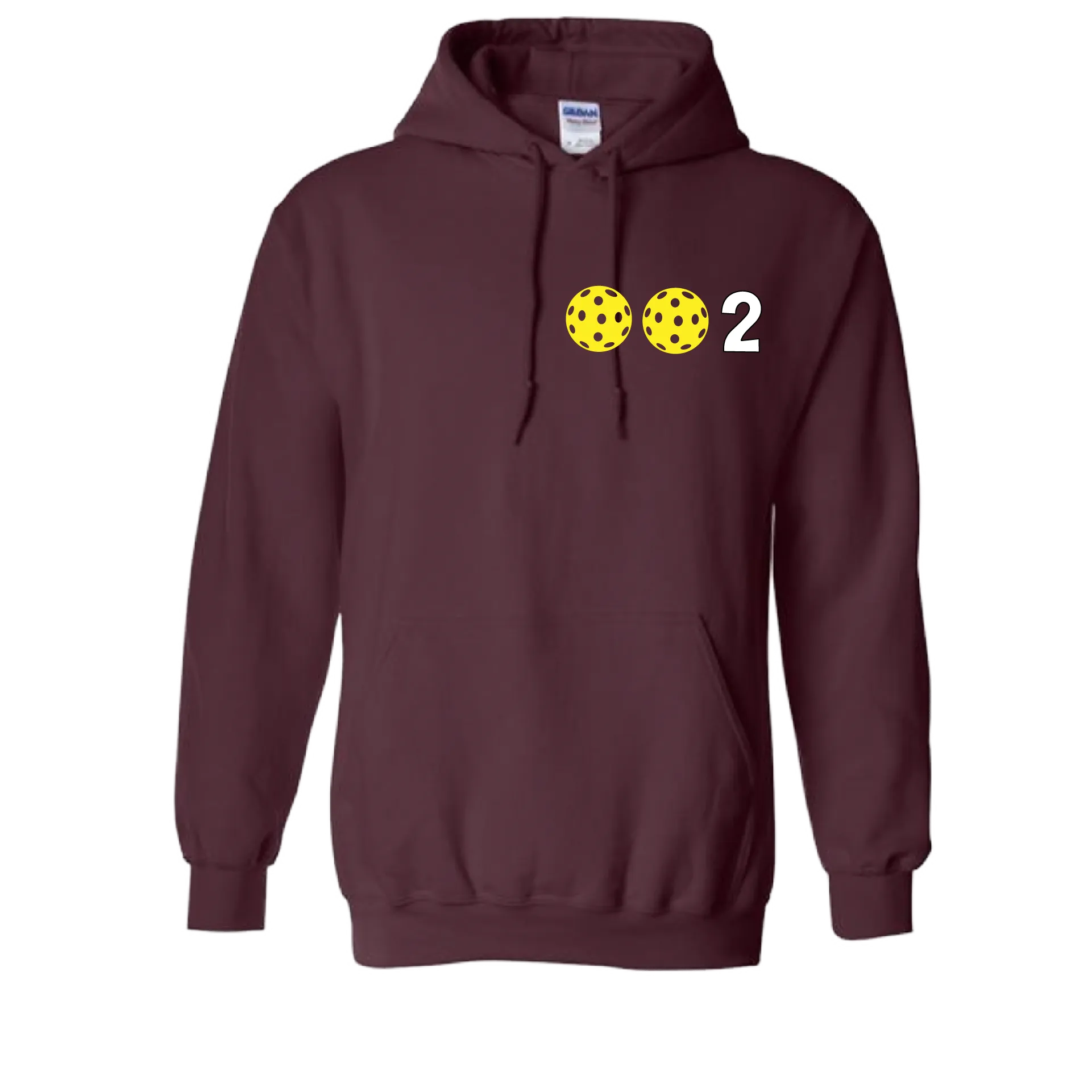 002 With Pickleballs Customizable (Colors Yellow White Pink) | Unisex Hoodie Pickleball Sweatshirt | 50% Cotton 50% Polyester