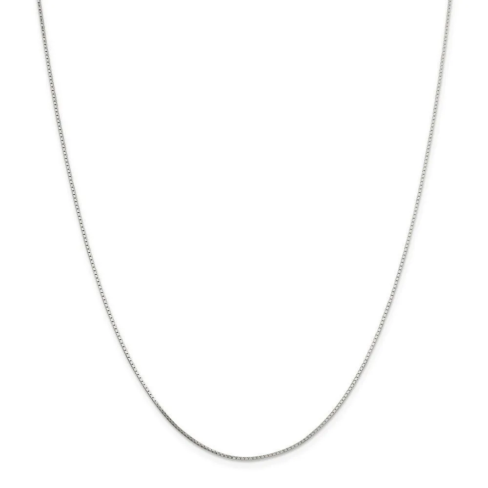 0.7mm Sterling Silver Solid Diamond Cut Mirror Box Chain Necklace