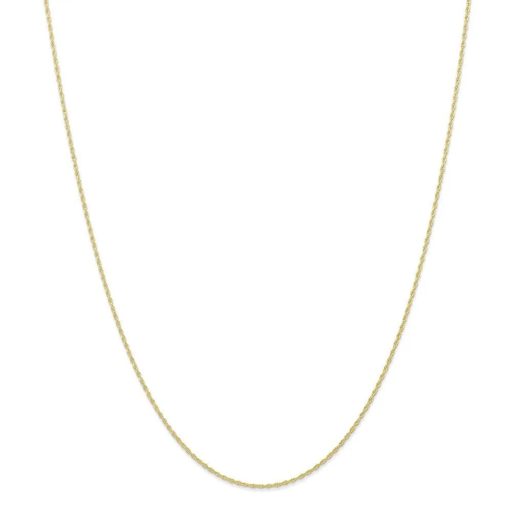 0.95mm, 10k Yellow Gold, Cable Rope Chain Necklace