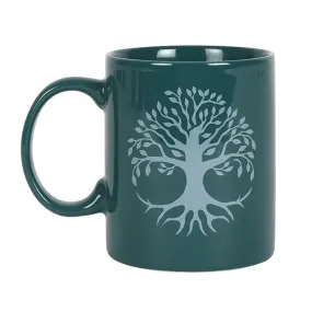 11 oz Green Ceramic Mug - Tree of Life