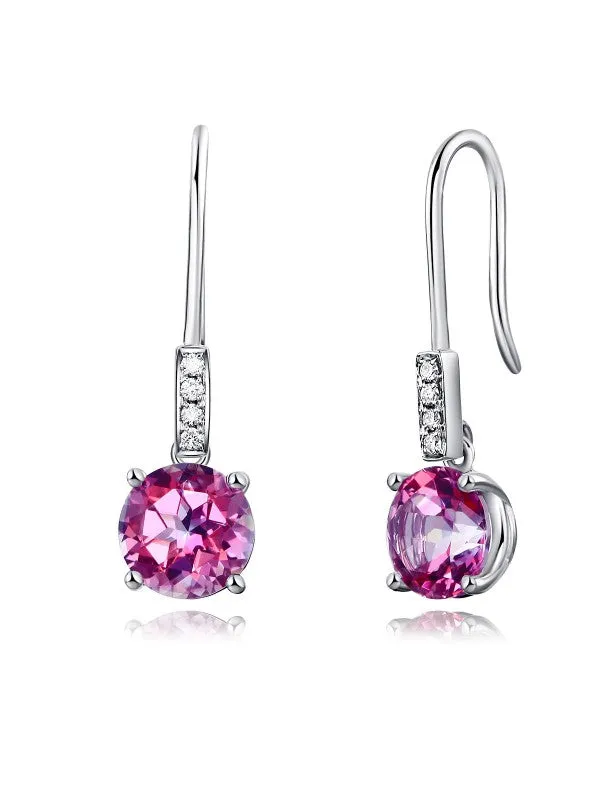 14K White Gold Stud 2.5 Ct Natural Pink Topaz Earrings