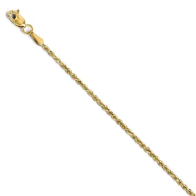 1.5mm 14k Yellow Gold Solid Diamond Cut Rope Chain Bracelet & Anklet