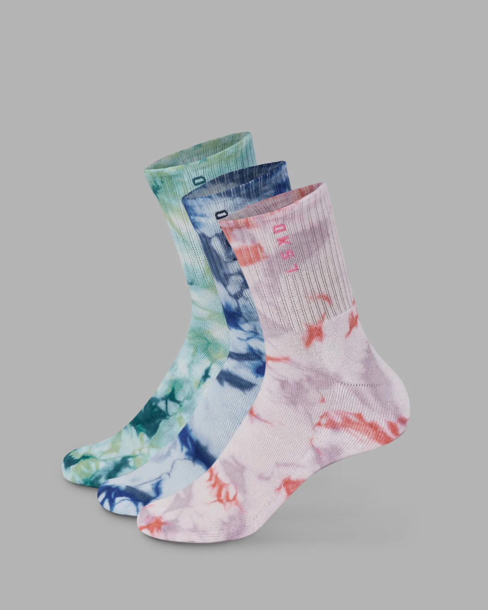 3 Pack Signal Quarter Sock - Tie dye-Pink-Blue-Green