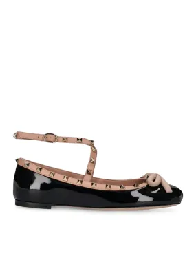 5mm Rockstud patent leather ballet flats