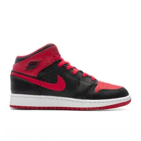 Air Jordan 1 Mid (GS) - Black/Fire Red/White