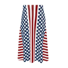 Americana Hearts and Stripes Midi Skirt