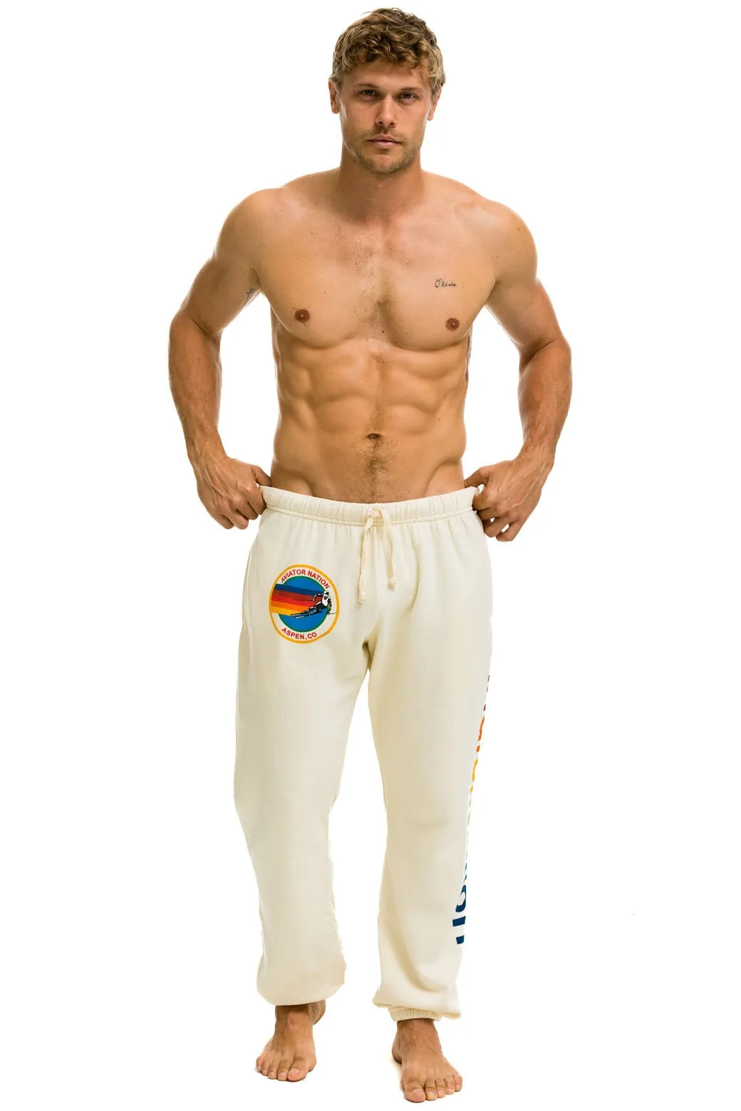 AVIATOR NATION ASPEN SWEATPANTS - VINTAGE WHITE