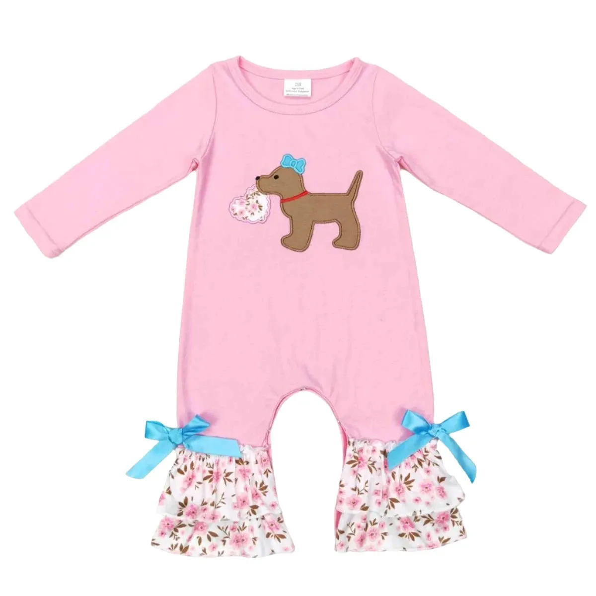 Baby Romper Pink Valentine Dog