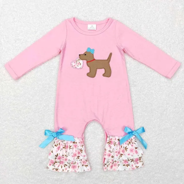 Baby Romper Pink Valentine Dog