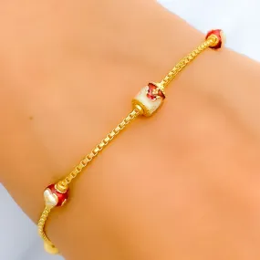 Beautiful Meena Barrel 22k Gold Bracelet