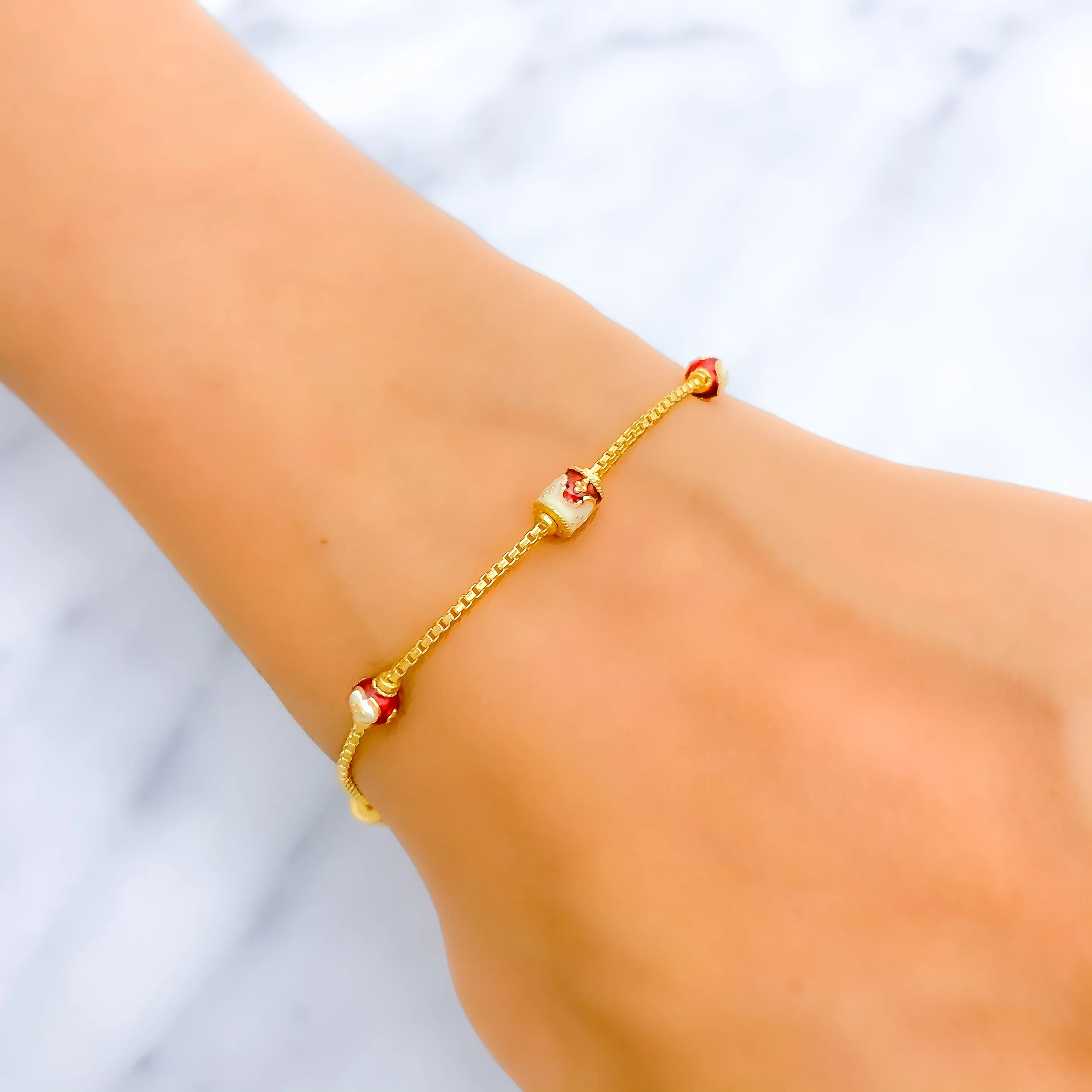 Beautiful Meena Barrel 22k Gold Bracelet