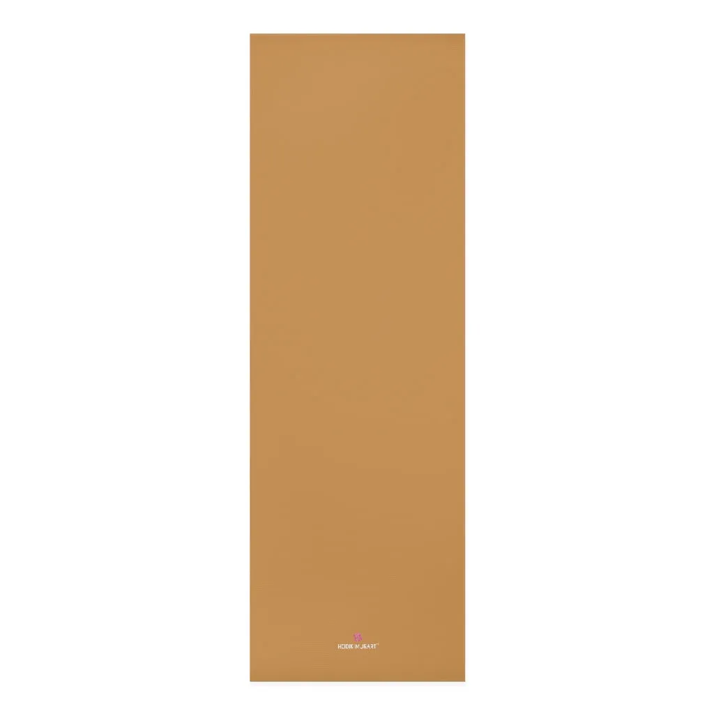 Beige Foam Yoga Mat, Solid Brown Beige Color Best Lightweight 0.25" thick Mat - Printed in USA (Size: 24″x72")