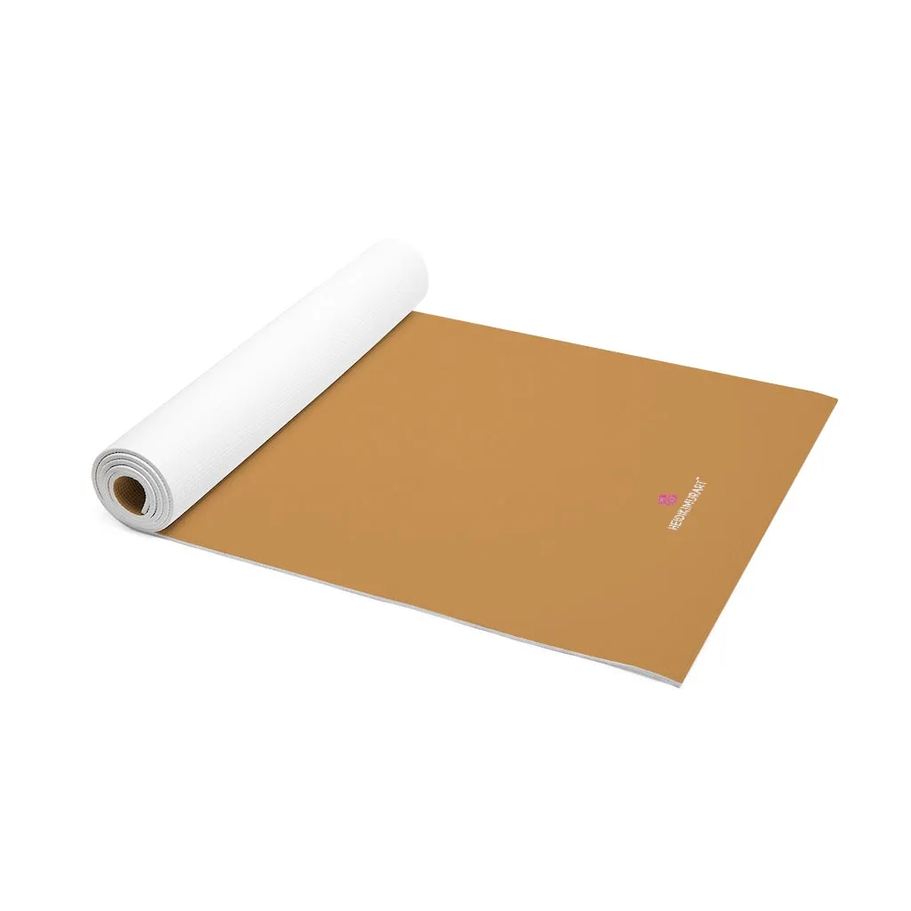 Beige Foam Yoga Mat, Solid Brown Beige Color Best Lightweight 0.25" thick Mat - Printed in USA (Size: 24″x72")