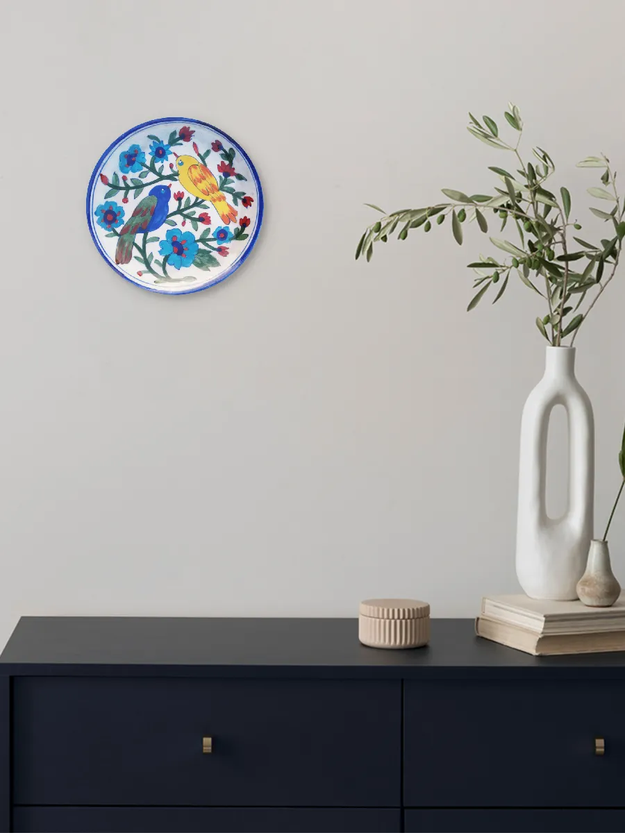 Birds Design on a plate in Blue pottery by Gopal Lal Kharol