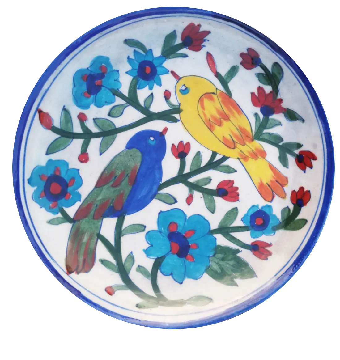 Birds Design on a plate in Blue pottery by Gopal Lal Kharol