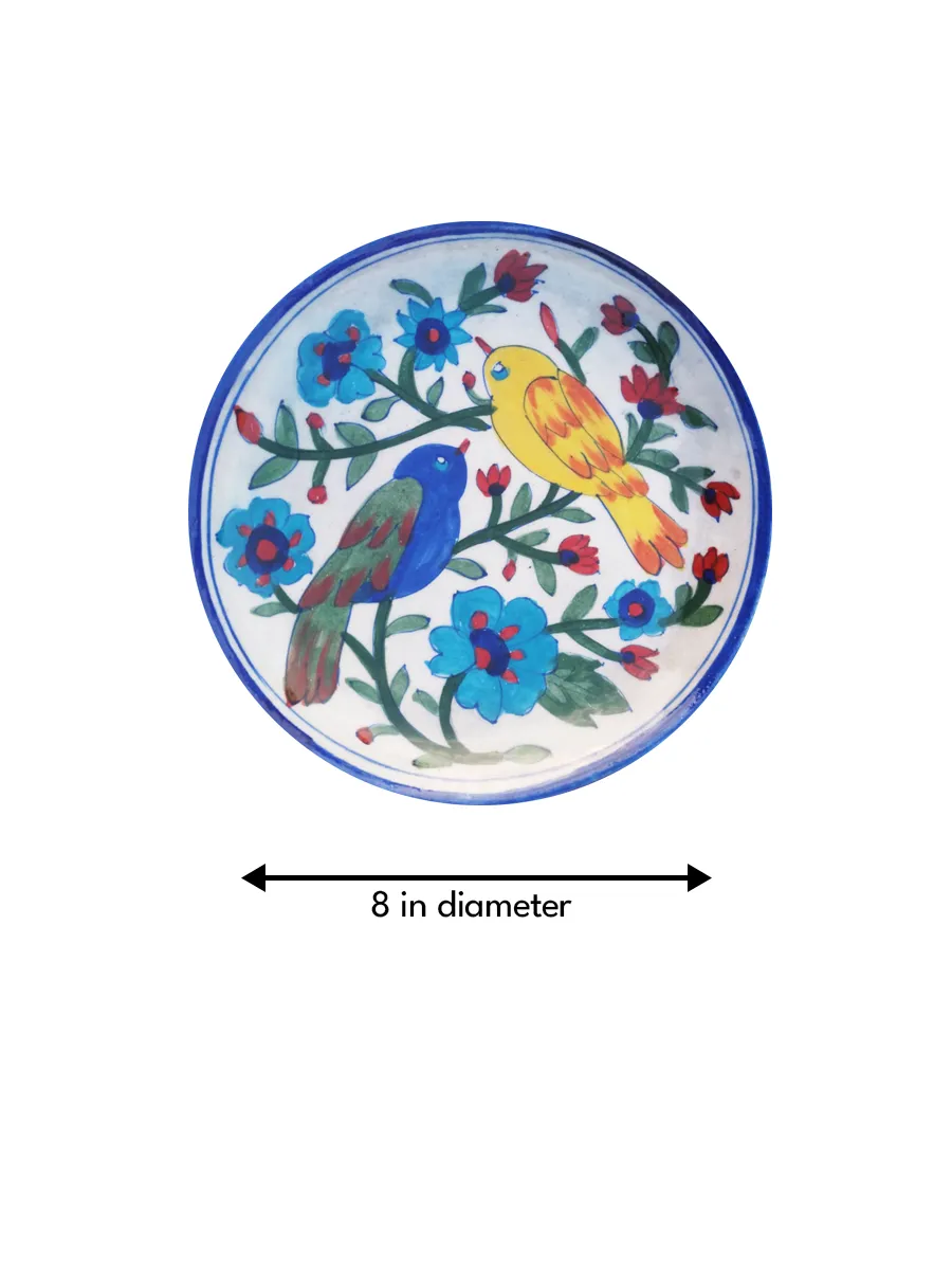 Birds Design on a plate in Blue pottery by Gopal Lal Kharol