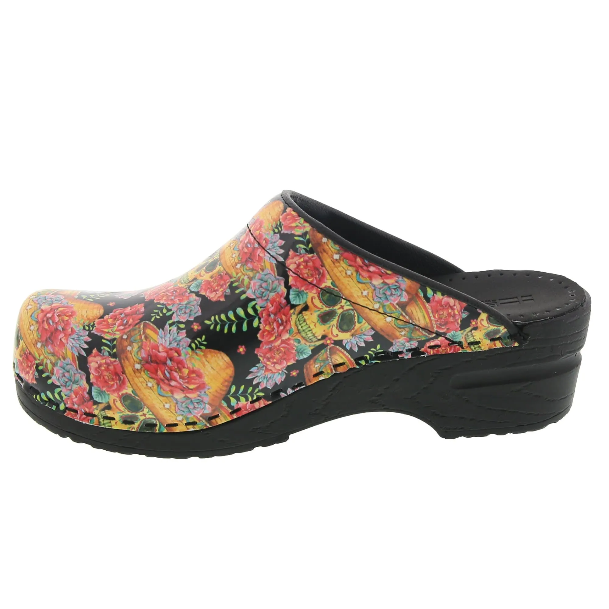 BJORK OPEN VERA Limited Edition Sugar Skull Leather Clogs - CLOSEOUT