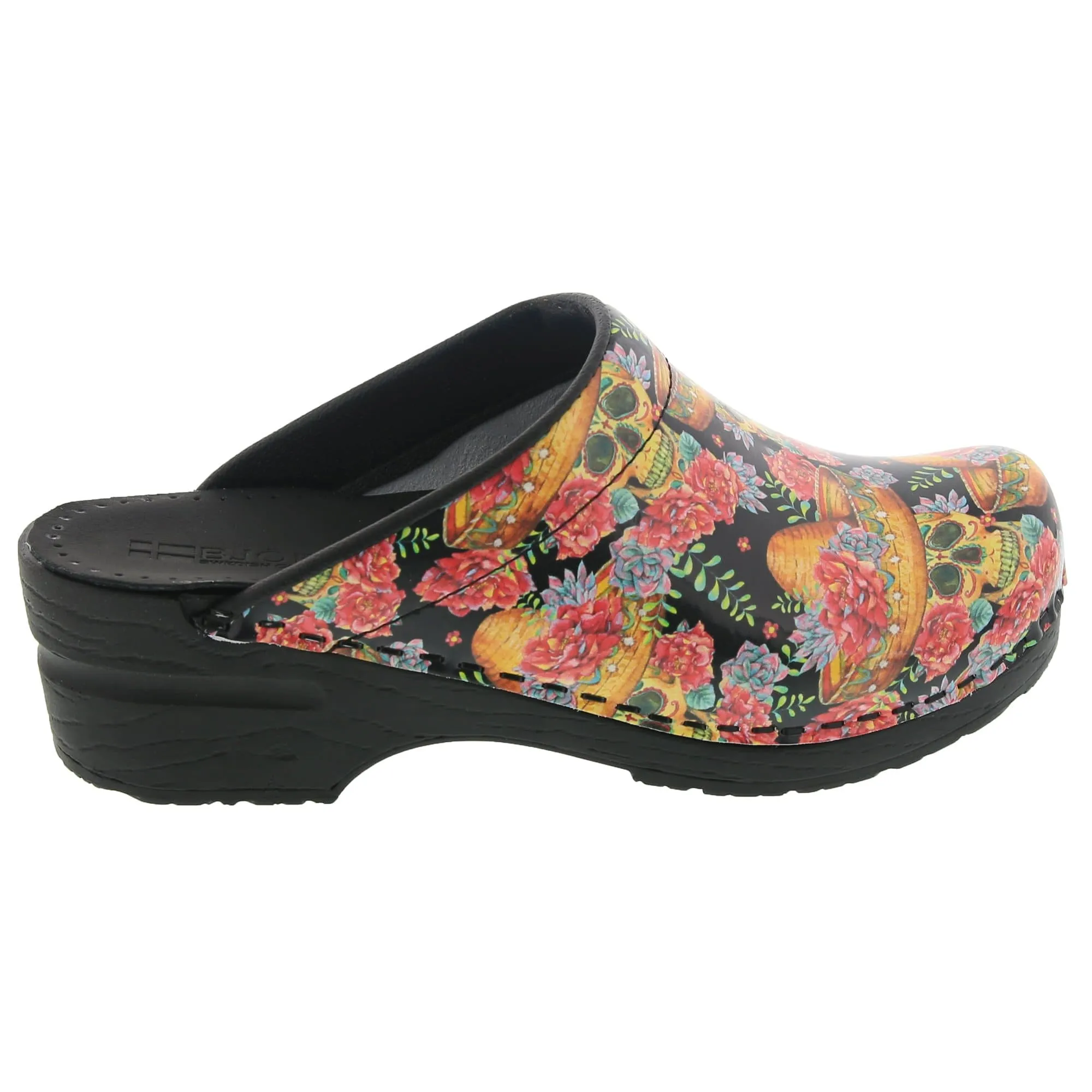 BJORK OPEN VERA Limited Edition Sugar Skull Leather Clogs - CLOSEOUT