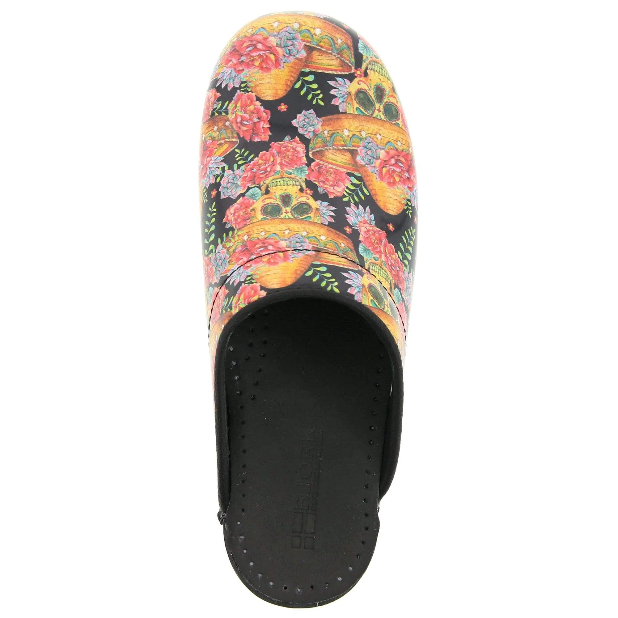 BJORK OPEN VERA Limited Edition Sugar Skull Leather Clogs - CLOSEOUT