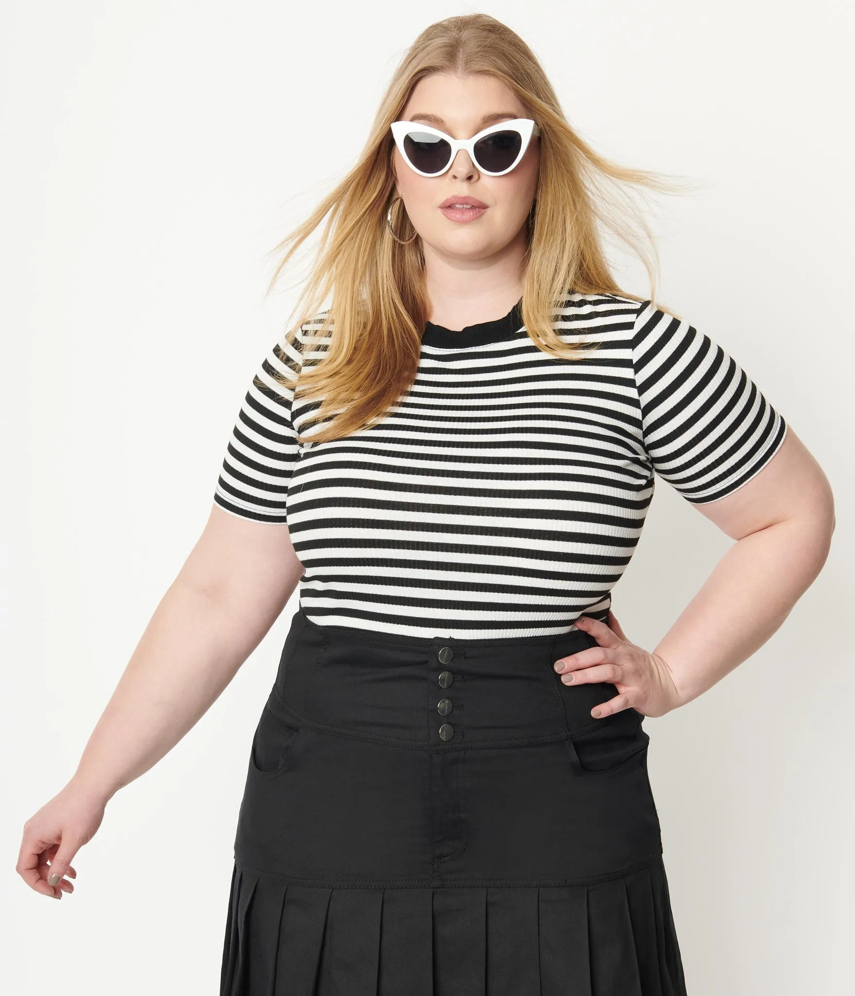 Black and White Striped Back To Basics Top