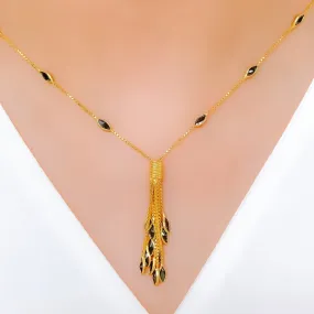 Black Leaf Tassel Necklace