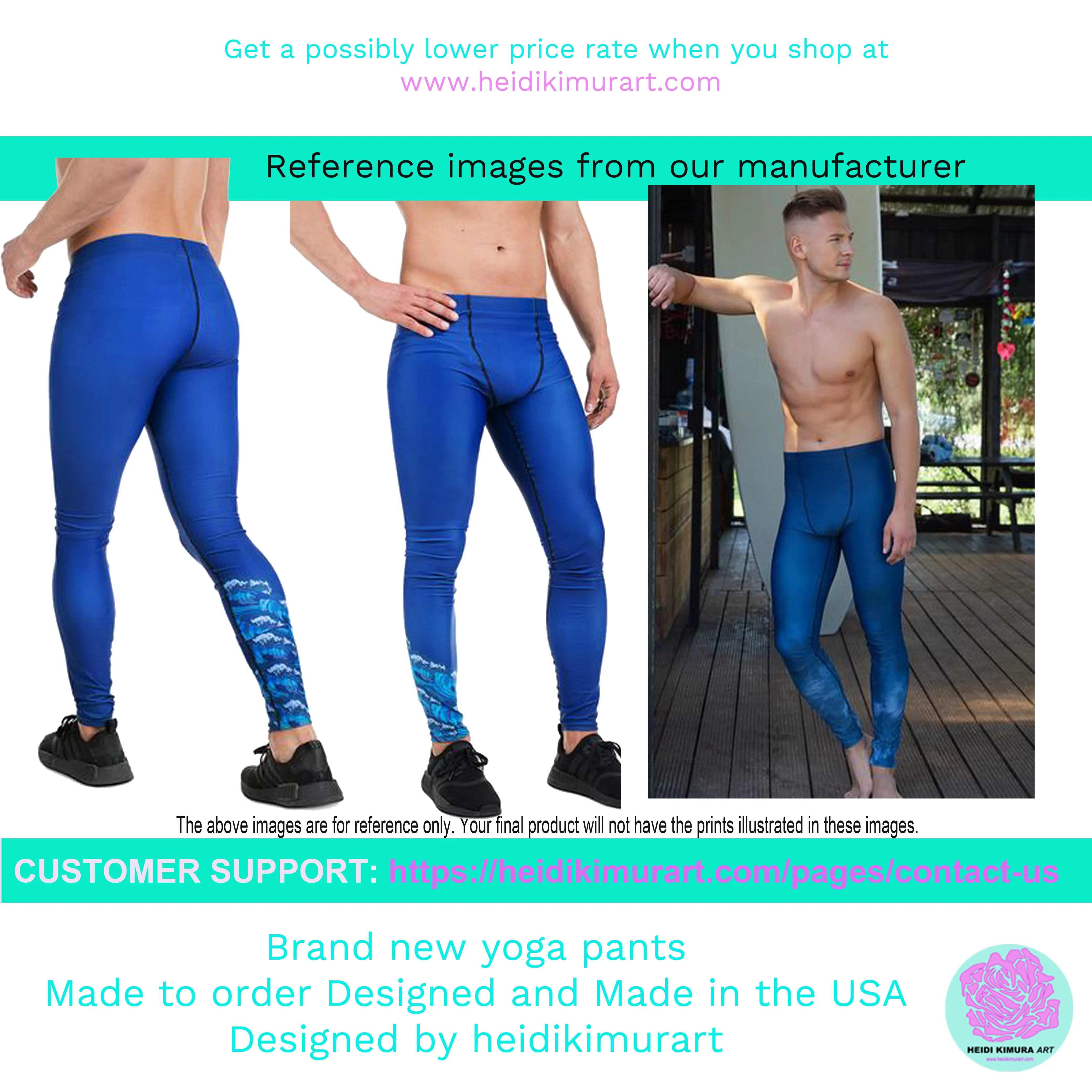 Black Solid Color Men's Leggings, Designer Sexy Meggings Running Tights-Made in USA/EU