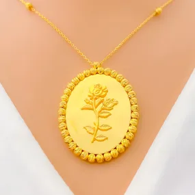 Blooming Flower 21k Gold Coin Necklace