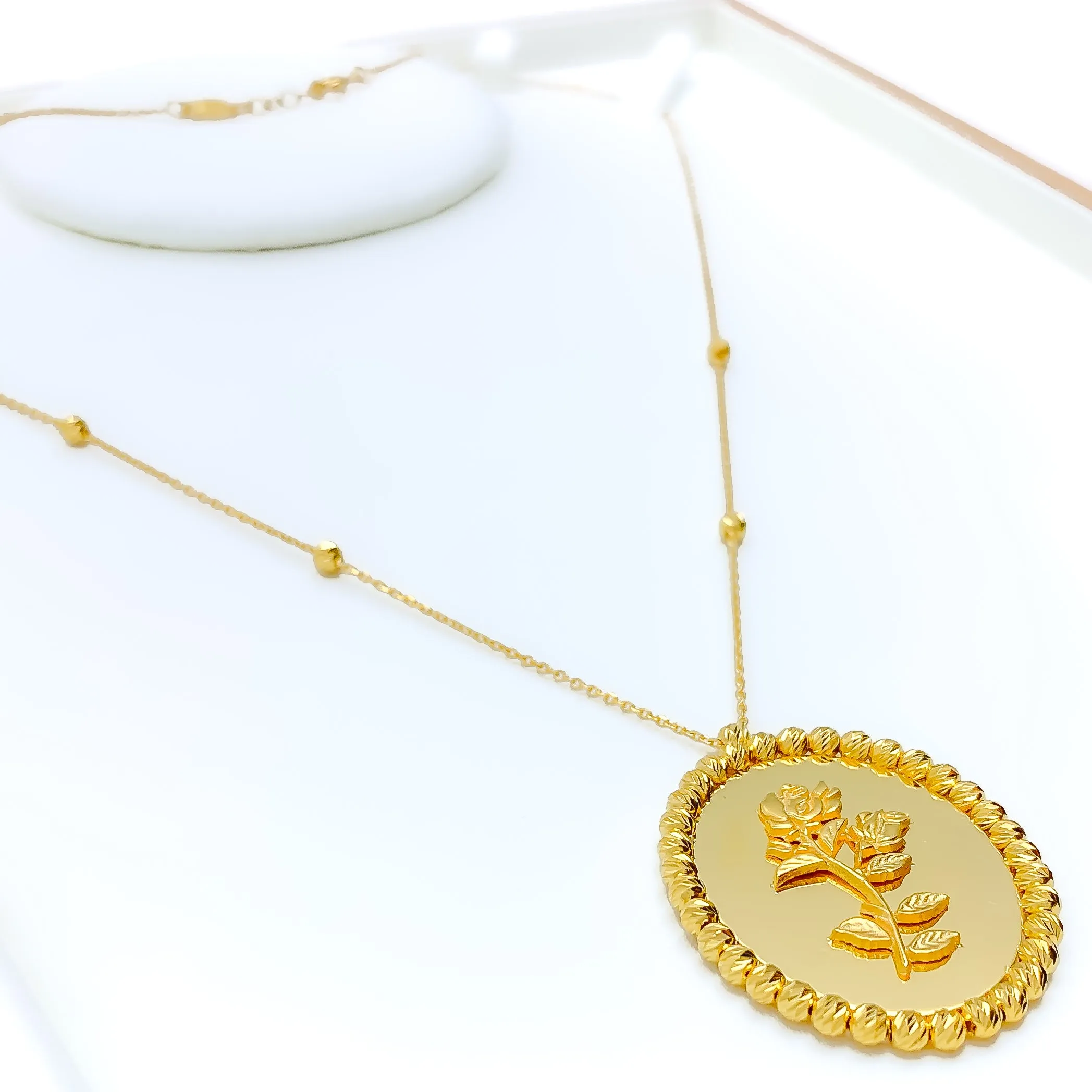 Blooming Flower 21k Gold Coin Necklace