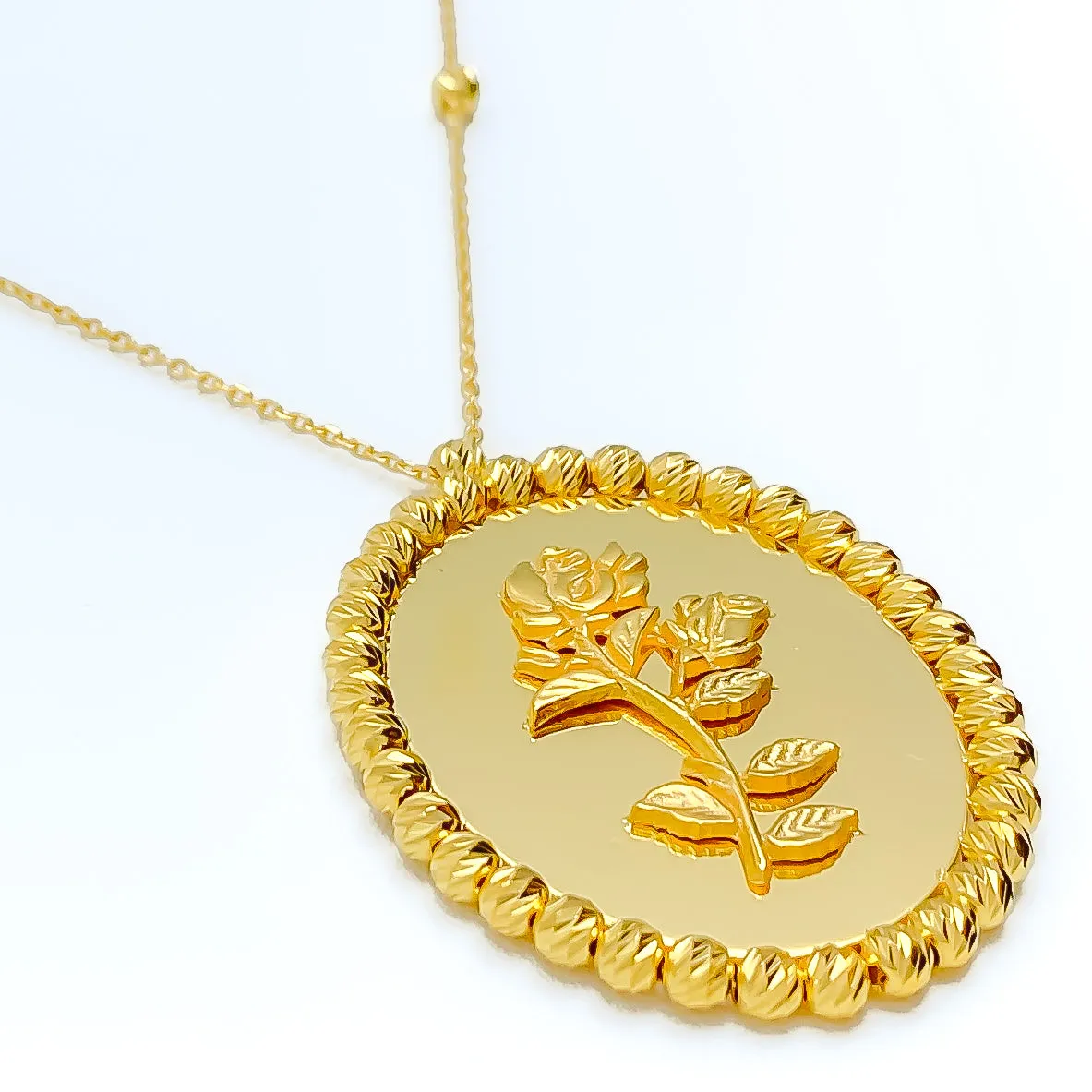 Blooming Flower 21k Gold Coin Necklace