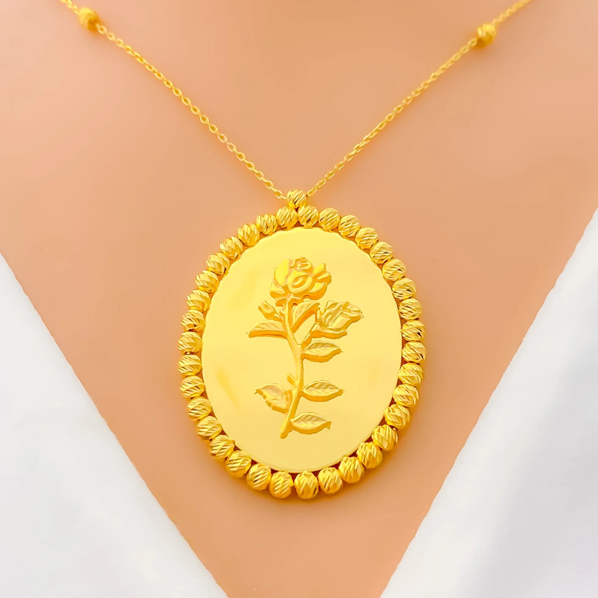 Blooming Flower 21k Gold Coin Necklace