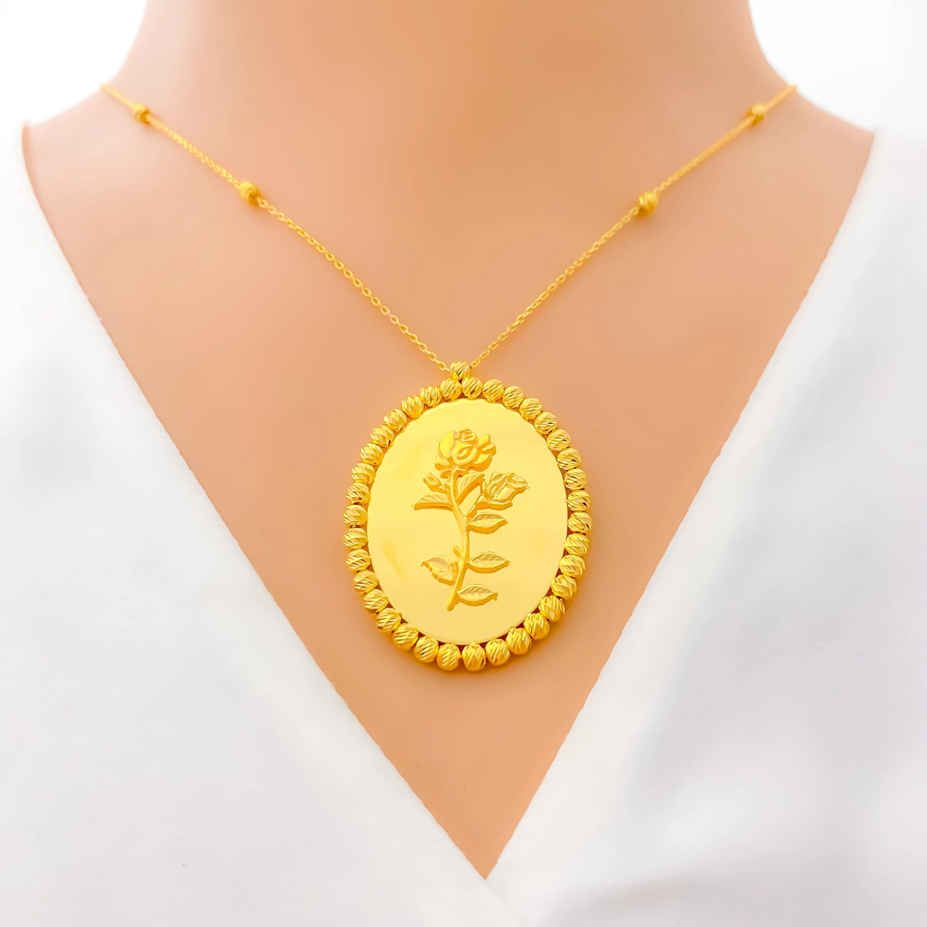 Blooming Flower 21k Gold Coin Necklace