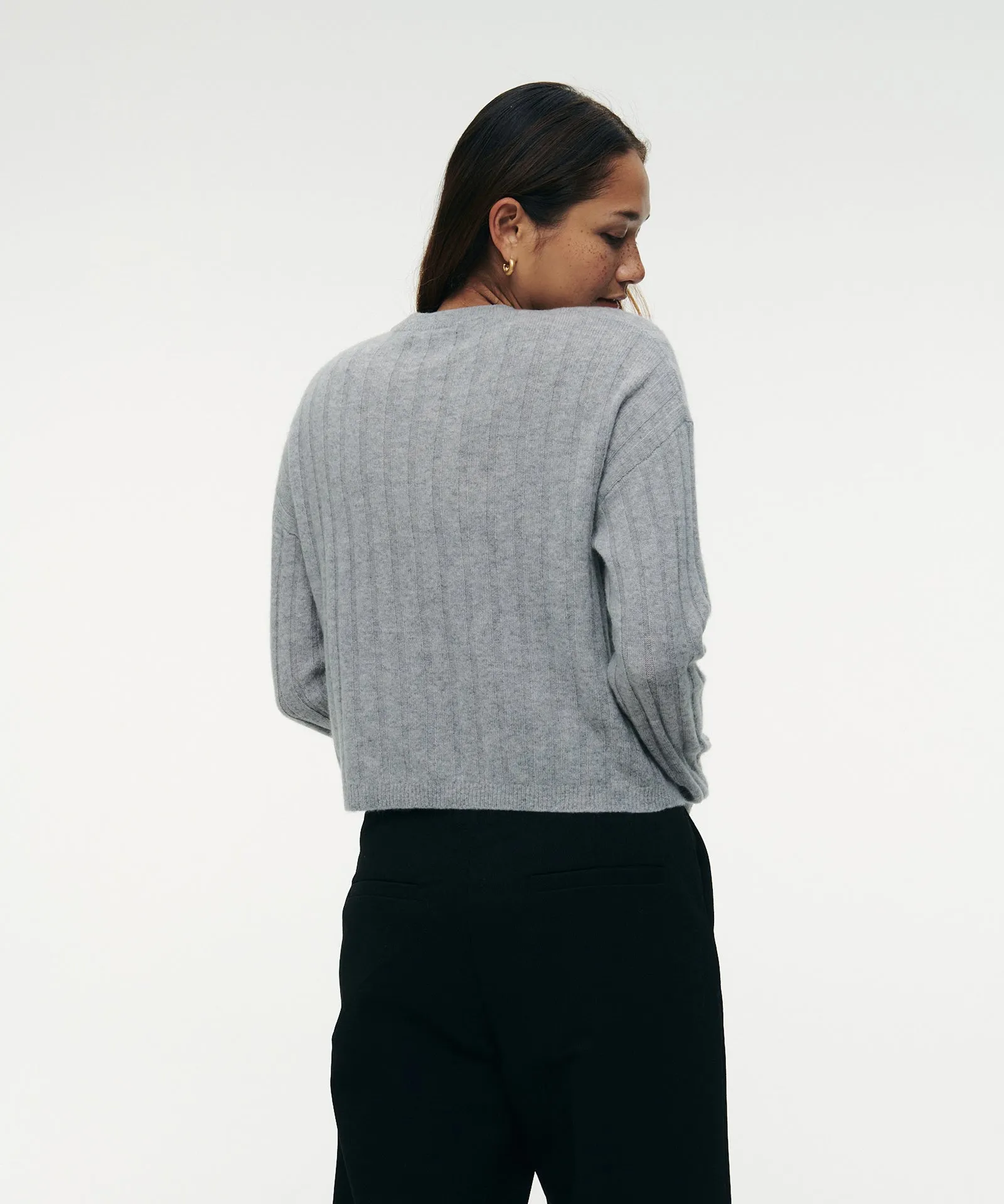 Cashmere Ribbed Cropped Sweater