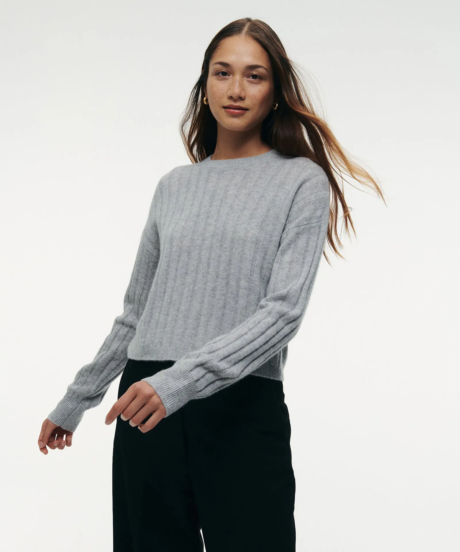 Cashmere Ribbed Cropped Sweater