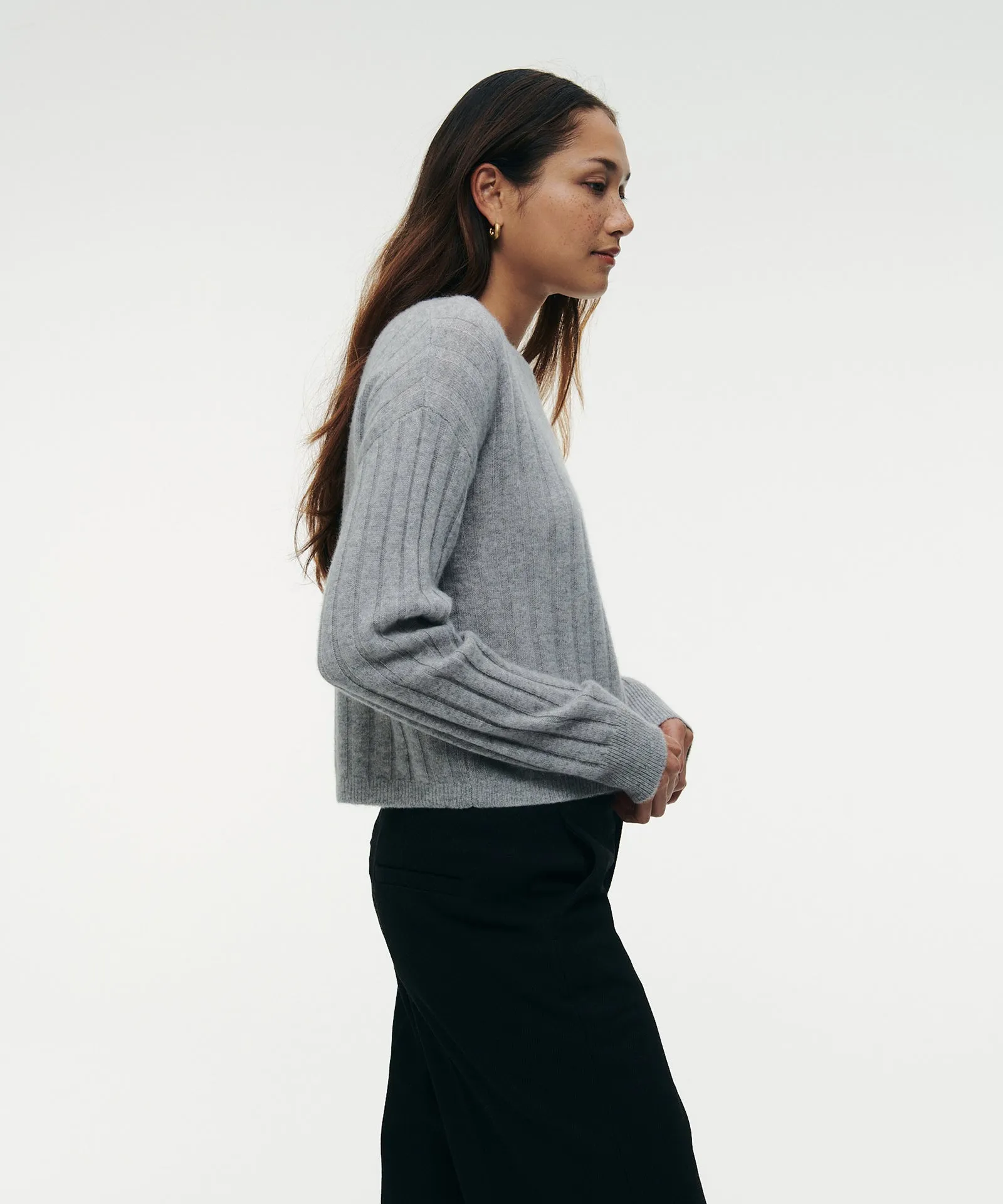 Cashmere Ribbed Cropped Sweater