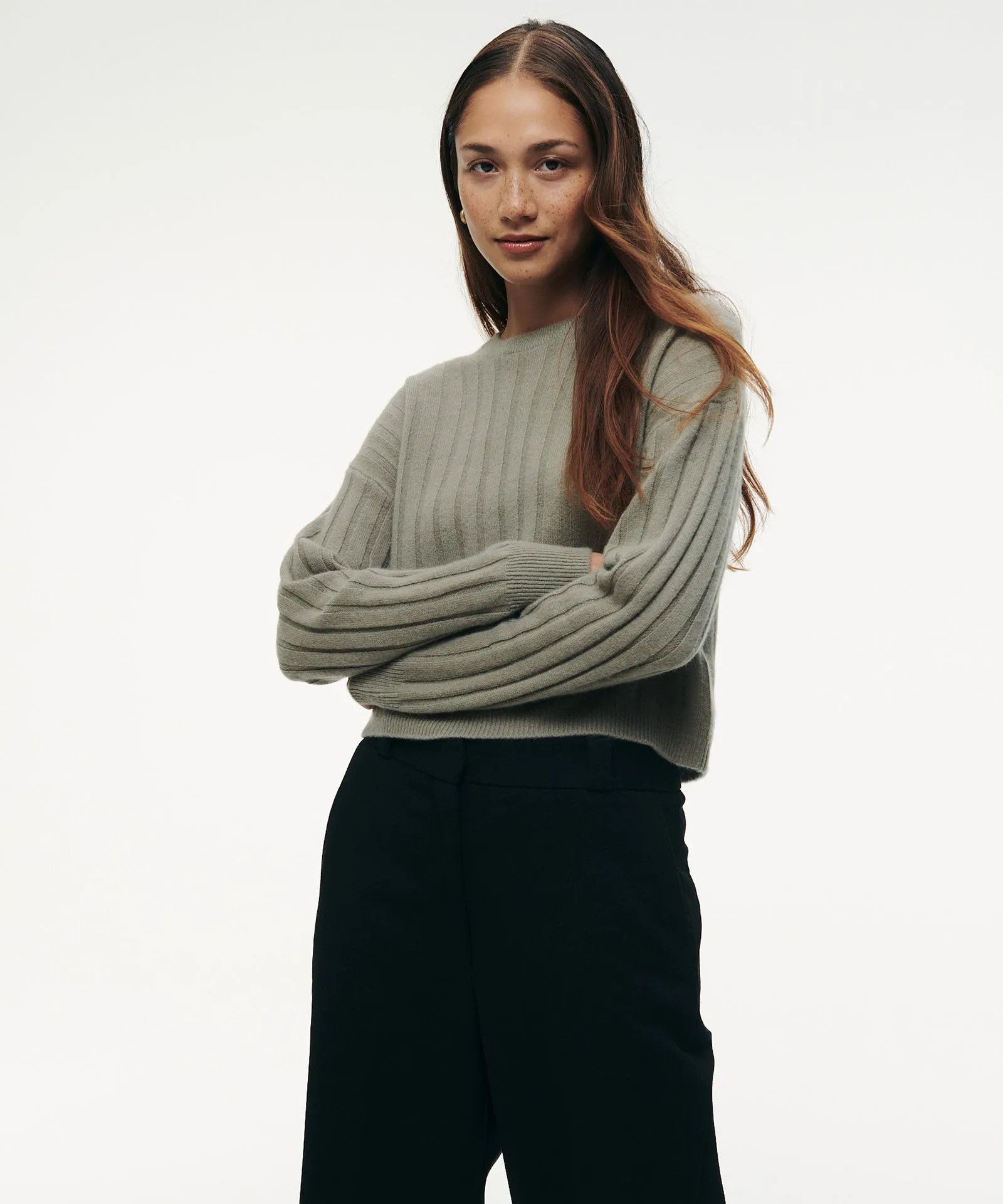 Cashmere Ribbed Cropped Sweater