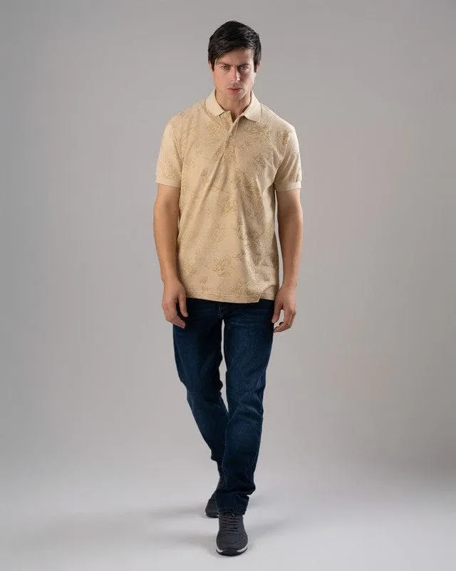 CLASSIC FIT PATTERNED POLO SHIRT - LIGHT BEIGE