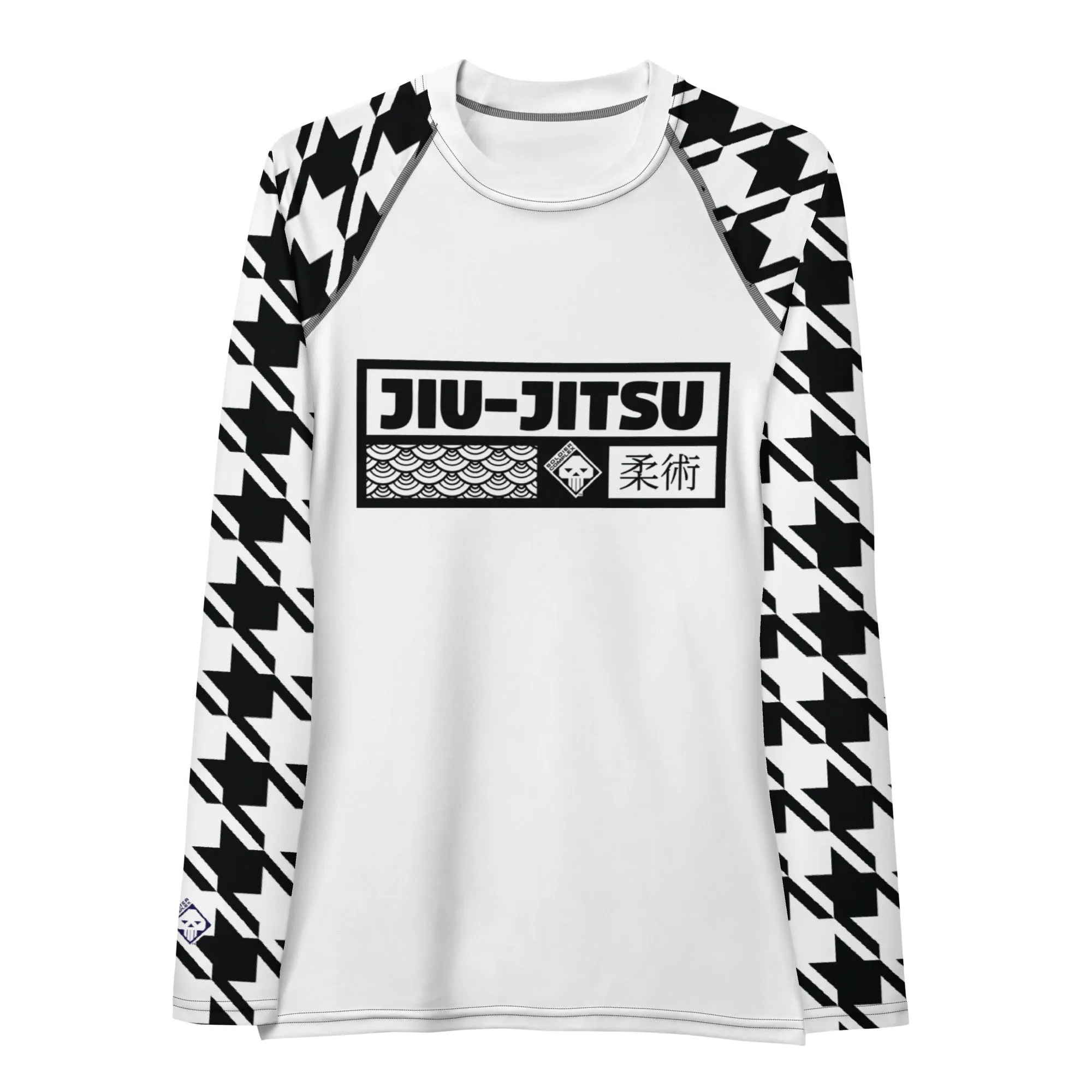 Dynamic Design: Women's Jiu-Jitsu Houndstooth BJJ Rash Guard Blanc