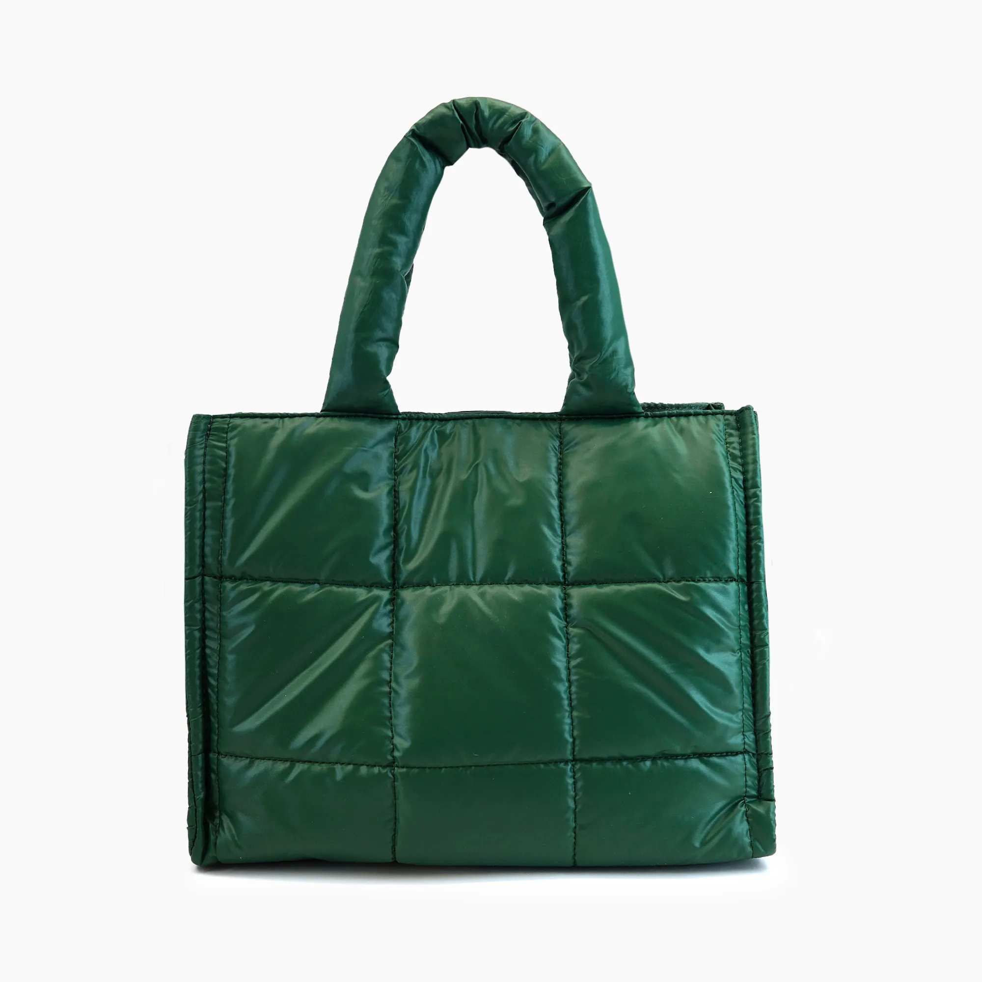 Evergreen Puffer Quilted Tote Bag