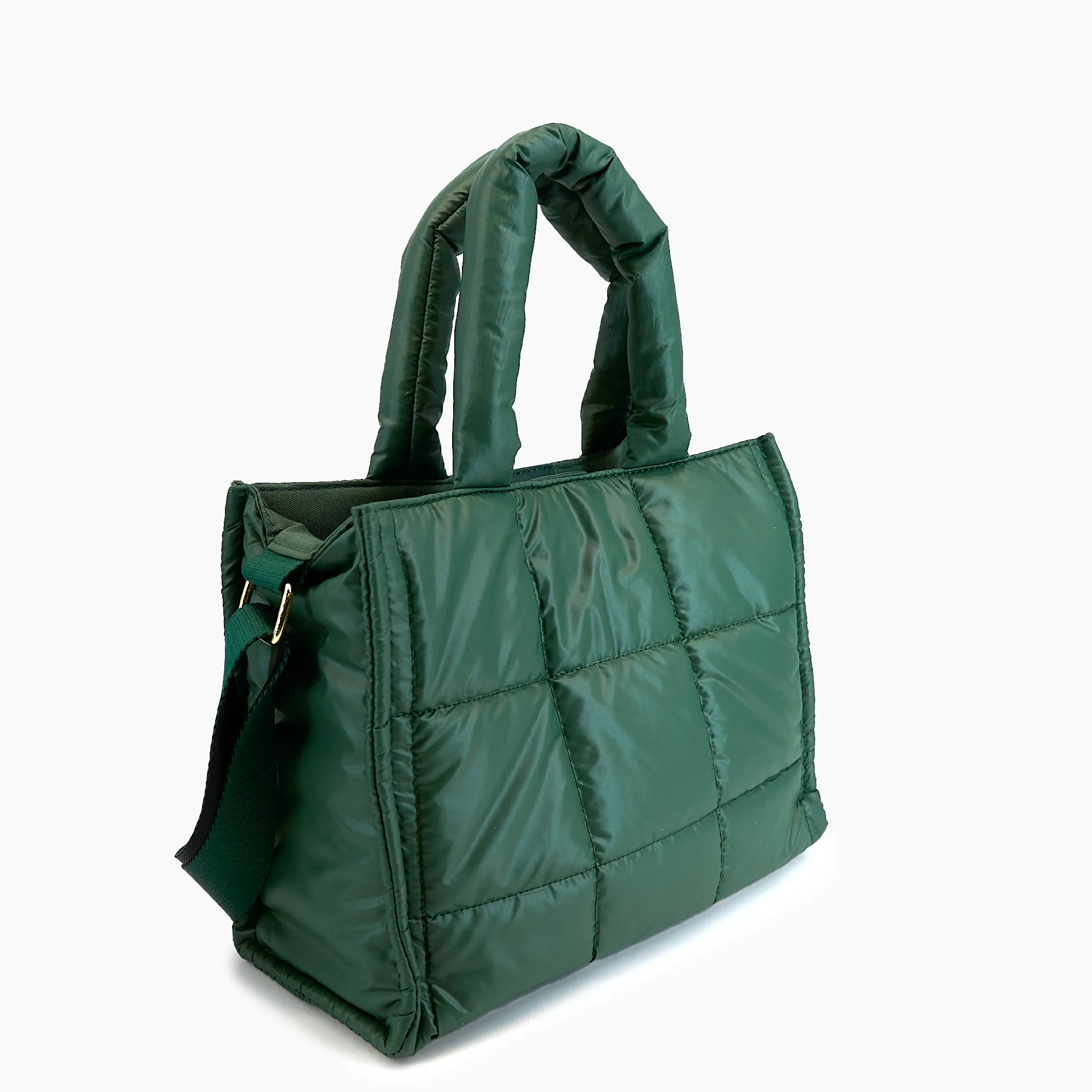 Evergreen Puffer Quilted Tote Bag