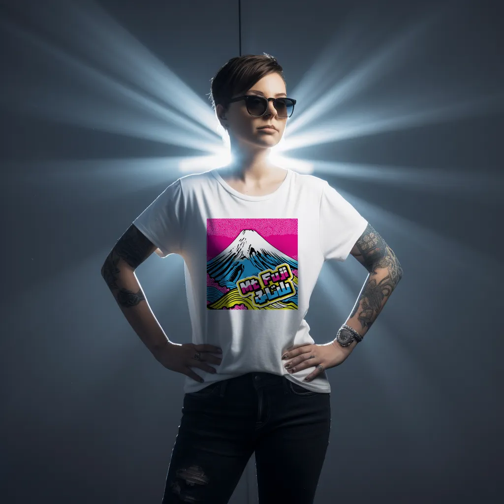 Express Your Style with Mt Fuji Pop Art Women's V-Neck T-Shirts - Vibrant and Unique Designs 002