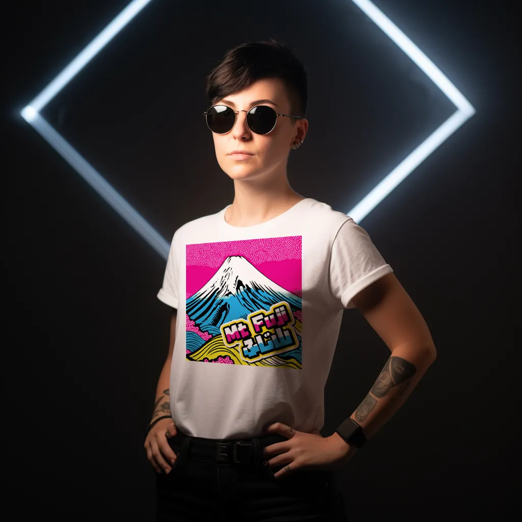 Express Your Style with Mt Fuji Pop Art Women's V-Neck T-Shirts - Vibrant and Unique Designs 002