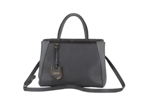 FENDI 2JOURS PETITE (8BH253-D7E-158-0501) GRAY CANVAS LEATHER GOLD HARDWARE NO DUST COVER AND NO BOX