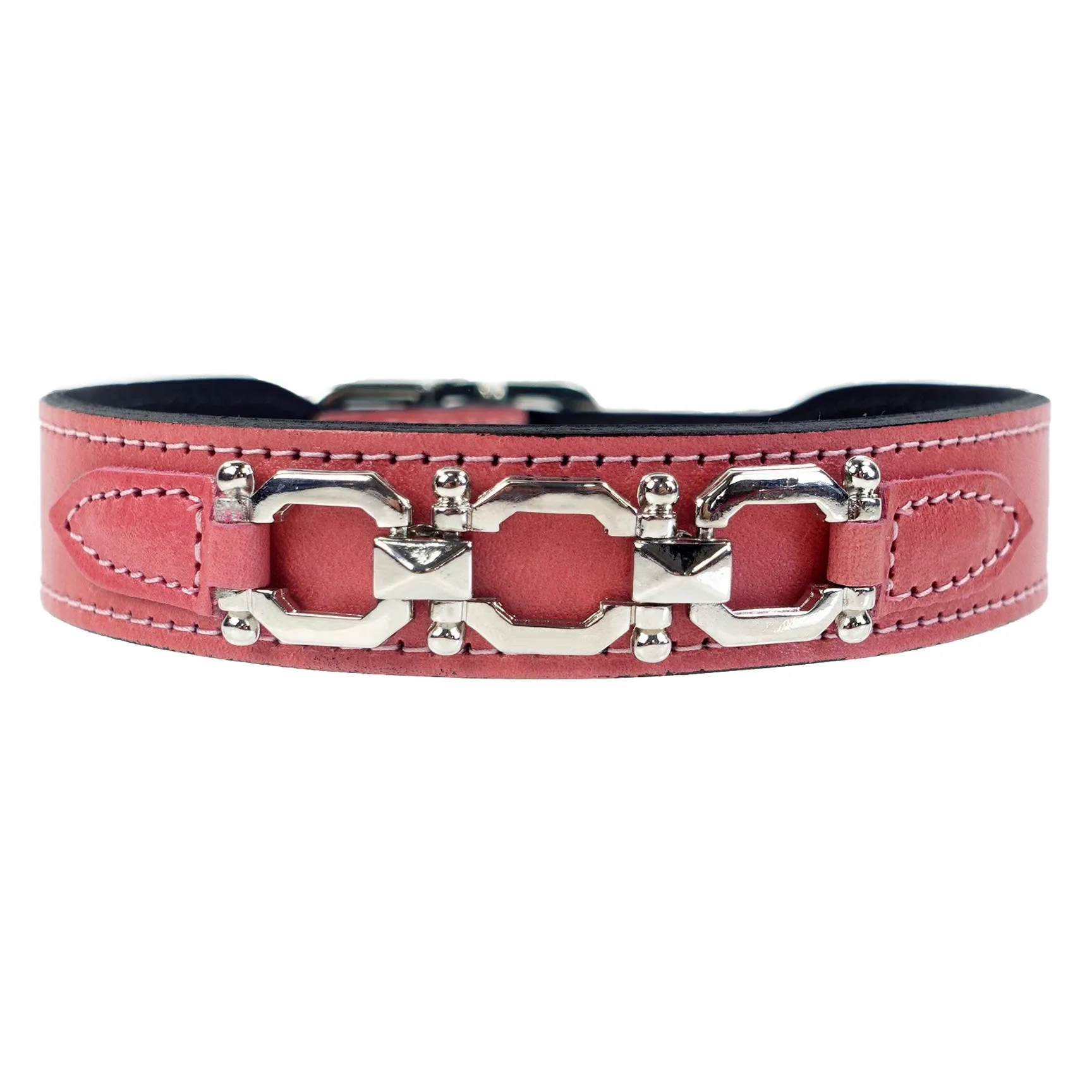 Georgia Rose Dog Collar in Petal Pink & Nickel