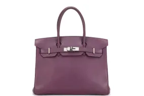 HERMES BIRKIN 30 (STAMP I) CASSIS CHEVRE MYSORE PALLADIUM HARDWARE, WITH 1 KEY, LOCK, RAINCOAT & DUST COVER