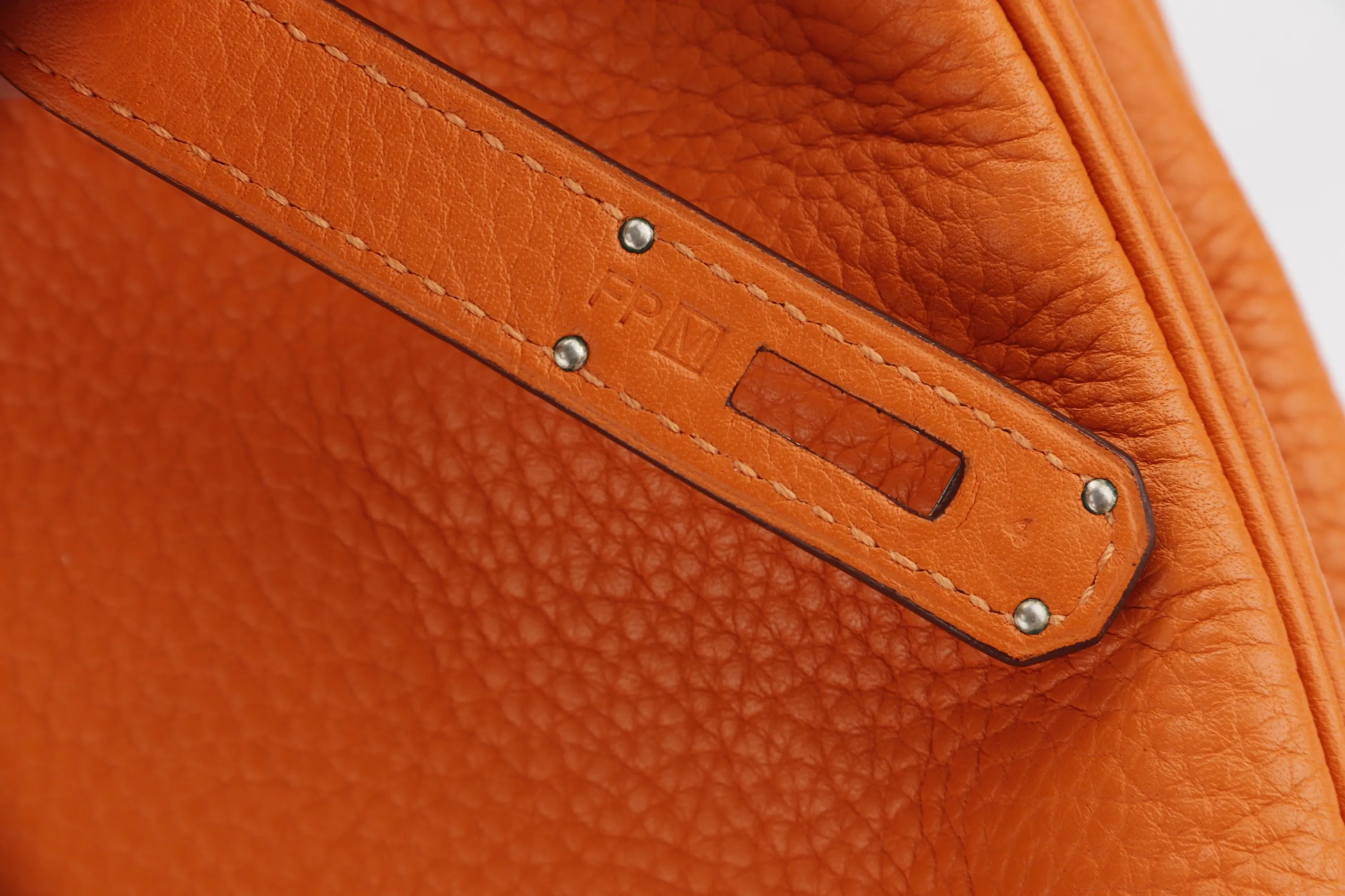 HERMES BIRKIN 40 [STAMP M SQUARE (2009)] ORANGE TAURILLON CLEMENCE LEATHER PALLADIUM HARDWARE, WITH BOX ,DUST COVER, LOCK & KEYS