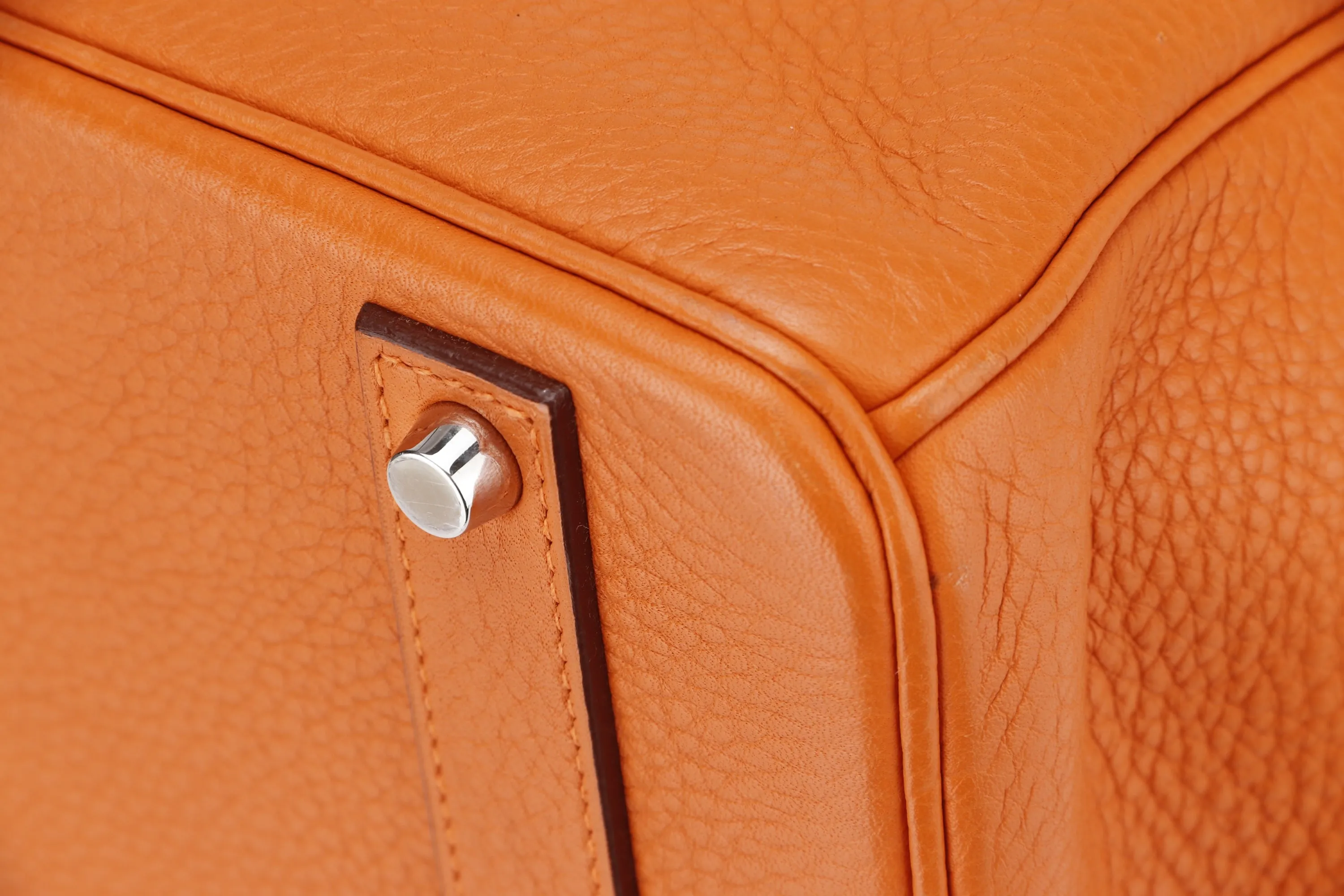 HERMES BIRKIN 40 [STAMP M SQUARE (2009)] ORANGE TAURILLON CLEMENCE LEATHER PALLADIUM HARDWARE, WITH BOX ,DUST COVER, LOCK & KEYS