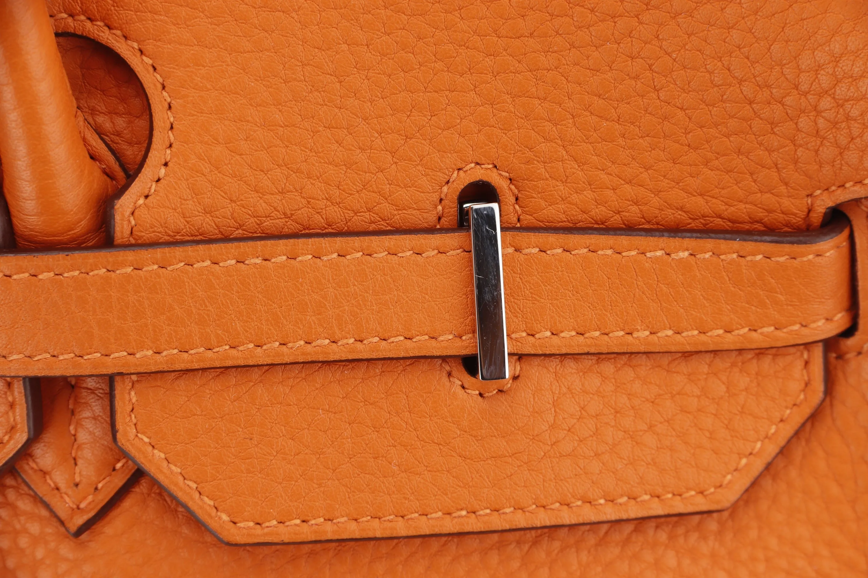 HERMES BIRKIN 40 [STAMP M SQUARE (2009)] ORANGE TAURILLON CLEMENCE LEATHER PALLADIUM HARDWARE, WITH BOX ,DUST COVER, LOCK & KEYS