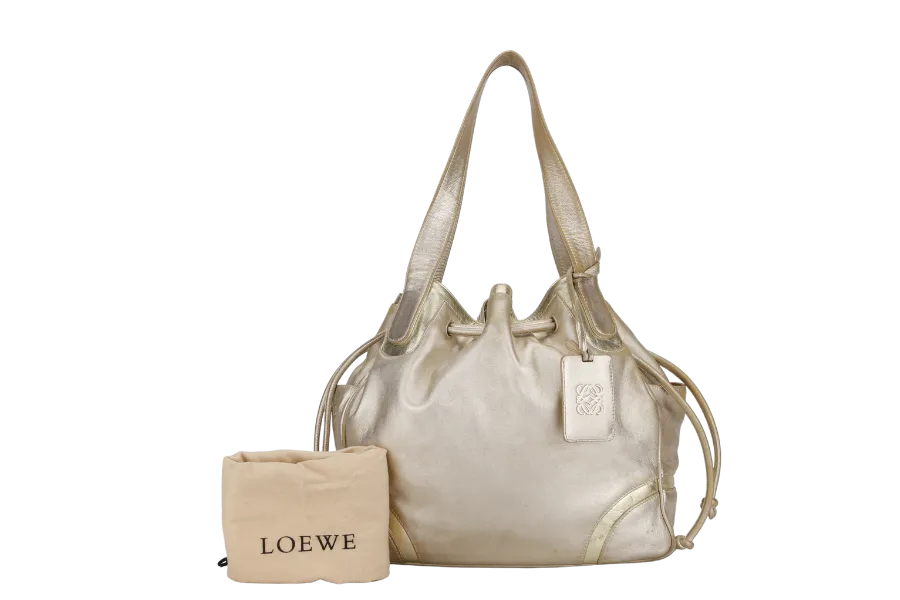 LOEWE GOLD MEDIUM LEATHER BUCKET BAG (260801) WITH DUST COVER