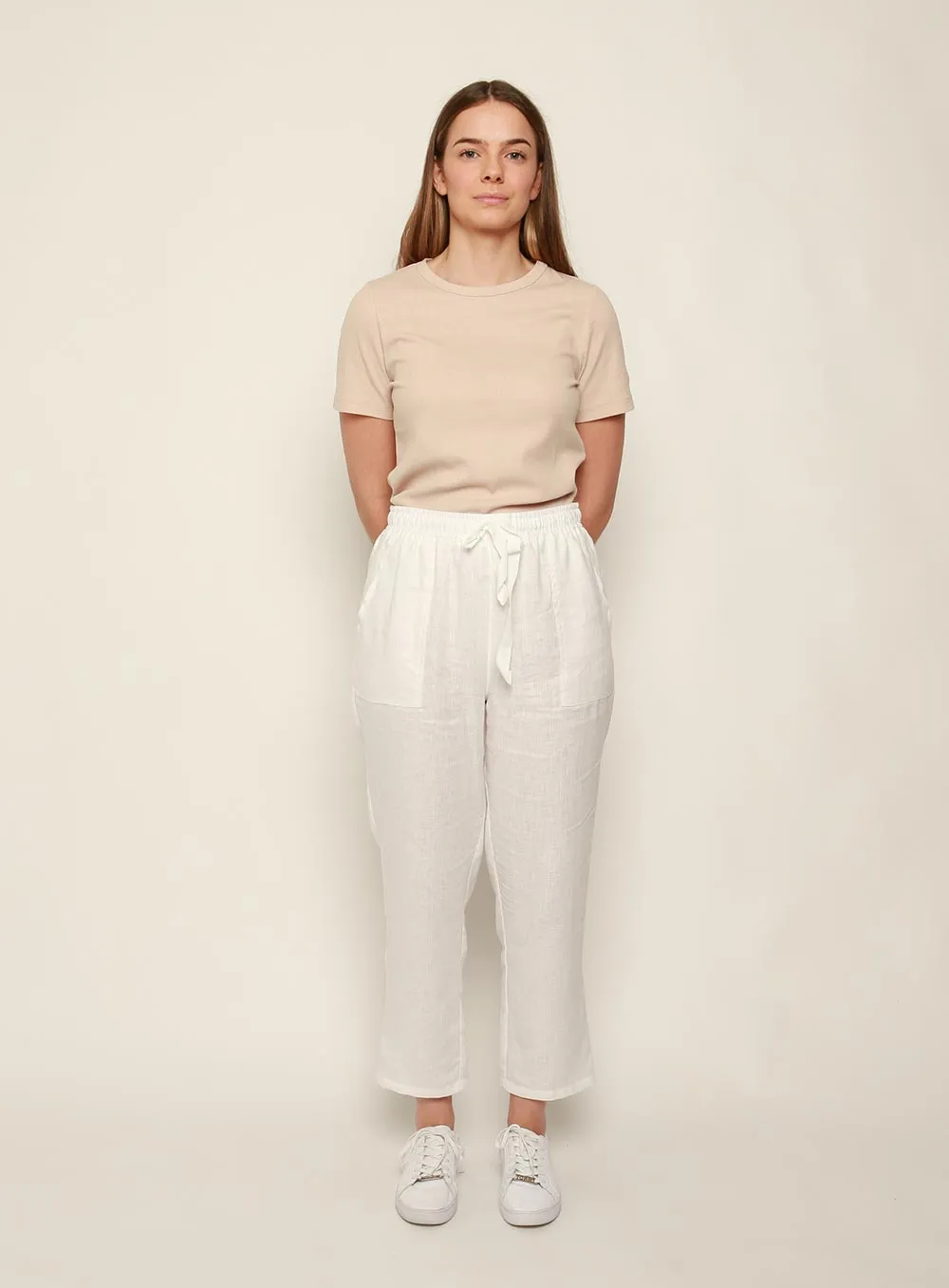 Maya Linen Pant-White